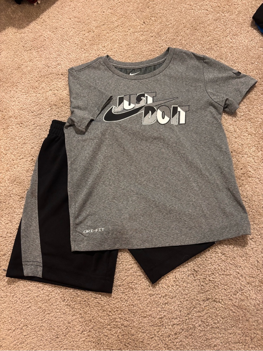 Nike Gray and Black Kids' 'Just Do It' Dri-FIT Set